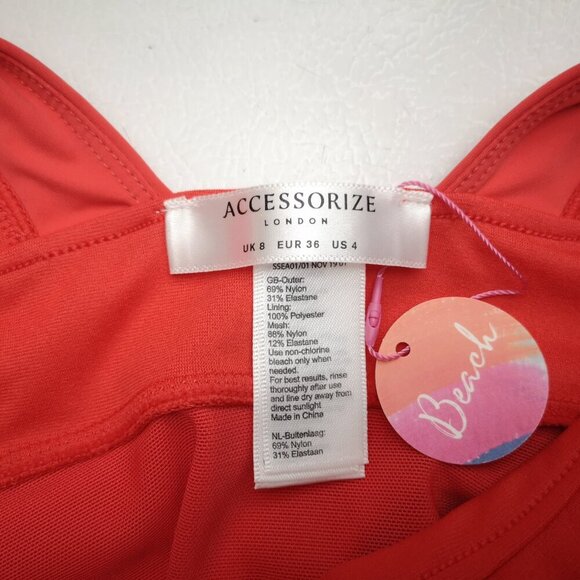NWT Accessorize London Ladies Size 4 Salmon Colored 1 Piece Bathing Suit - Picture 3 of 9